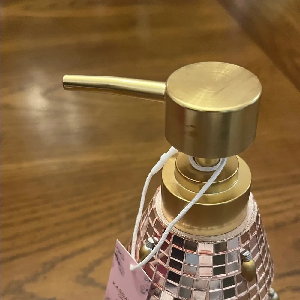 Kassatex disco ball inspired‎ glass soap dispenser with a rose gold finish, new